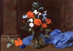 ガラスの花瓶に入った花の静物画 作： Otto Didrik (attr.to) Ottesen