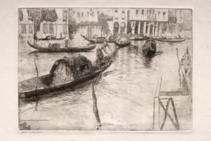 ヴェネツィアのエッチング：サンフェリーチェフェリー、19世紀。 作： Otto H. Bacher