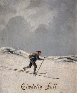 スキーヤー (メリー クリスマス)、1880 年頃 作： Otto Henning