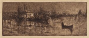 ヴェネツィアの雨の夜、c。 1880年。 作： Otto Henry Bacher