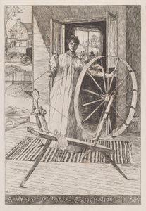 糸車で、c。 1884年。 作： Otto Henry Bacher