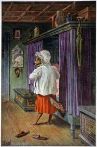 オオカミはグランドマザーで変装、1910年頃（ポストカード） 作： Otto Kubel