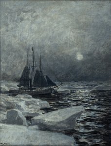 北極海のフラム（キャンバスに油彩） 作： Otto Ludvig Sinding