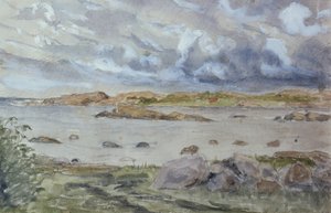 海と風景のスケッチ（紙に水彩と鉛筆） 作： Otto Ludvig Sinding