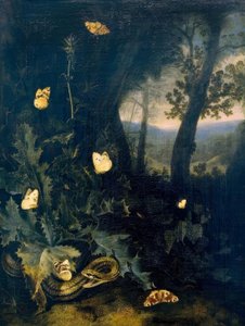 アザミとヘビの林床 作： Otto Marseus  van Schrieck