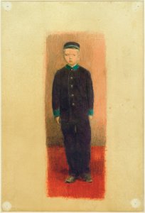 孤児院の制服を着た自画像（写真後） 作： Otto Meyer Amden