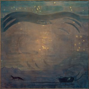 山の頂上の星の風景 作： Otto Meyer Amden
