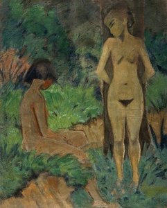 木の下の入浴者。 1912年頃 作： Otto Mueller