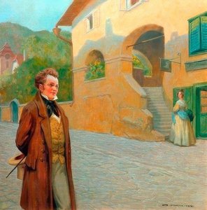 ローワーオーストリアンDを散歩するシューベルト 作： Otto Robert Nowak