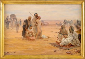 Le marche aux esclaves - The Slave Market - Otto Pilny (1866-1936) 作、油彩、キャンバス 1910 (80x120cm) - 個人蔵 作： Otto Pilny