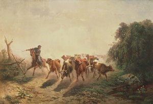 軍のための牛とのユニオン・ドローバー、1860 作： Otto Sommer