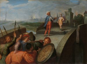 Julius Civilis とローマの将軍 Cerialis の間の和平交渉 Claudius Civilis と Cerealis の間の和平交渉 ローマ人に対するバタビア人の反乱に関する12のシリーズの1つ 作： Otto van Veen