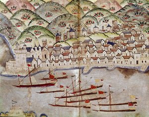オスマン・アート：フランス・マルセイユの風景 ミニチュア 作： Ottoman School