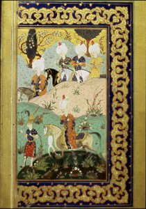 オスマン帝国：馬に乗ったスルタン・セリム1世(1470-1520)の肖像。スルタン・セリム1世の「ディヴァン」（詩集）のミニチュア（Ms.FY1330、fol.27）16世紀。イスタンブール、大学図書館
