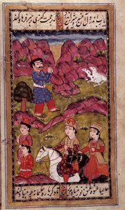 オスマン・アート：王子の馬乗り。トルコの写本のページ。16世紀個人蔵 作： Ottoman School