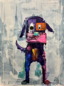 カラフルな抽象画の犬 作： Owe Emfestav