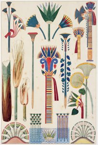 エジプトの飾り、1856年の「飾りの文法」のオリジナルイラスト（鉛筆とトイレ） 作： Owen Jones