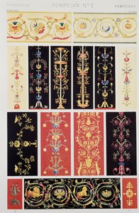 ポンペイ様式の装飾、オーウェン・ジョーンズ（1809-1874）による「装飾の文法」のプレートXXV、ロンドン 作： Owen Jones