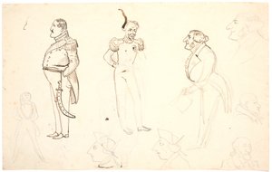 Frederik VII とその他の似顔絵、i.a. グルントヴィ、おそらくオーラ・レーマンなど。