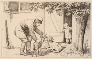 男と子供と犬 作： P.C. Skovgaard