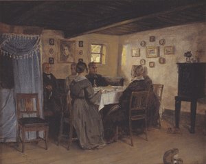 アーティストの友人と家族がテーブルを囲んでいます。 ベイビー、北ジーランド 作： P.C. Skovgaard