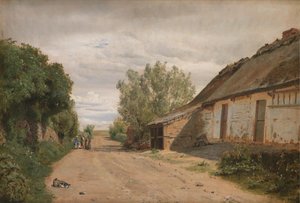 Vejby の村の郊外。 道端で画家J.Th。 ルンドバイ・スケッチング 作： P.C. Skovgaard