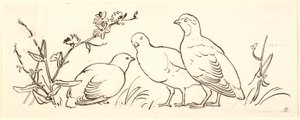 3 つのヤマウズラ。 装飾案。 作： P.C. Skovgaard