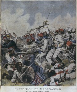 マダガスカル遠征、ホバキャンプの撮影、「ルプチジャーナル」のイラスト、補足図解、1895年6月2日、ヘンリマイヤー（1844-91）による彫刻