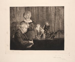 ピアノを弾くエドヴァルドとニーナ・グリーグ 作： Peder Severin Krøyer