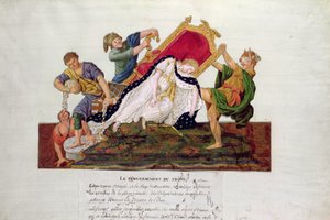 フランス革命中のフランスの王位転覆の寓話（ガッシュ） 作： P. A. and J.B. Lesueur