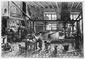リヨンでウィーバーのワークショップ、「ルモンドIllustre」、1878年からのイラスト 作： P. Ferat