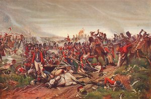フランスの胸甲騎兵がウォータールーの戦いでイギリスの歩兵広場に突撃している、1815 1906 作： P Jazet