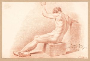 後ろから見た着席男性裸体（3等賞1807年） 作： P. Luypen