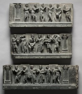 バッカナリアンレリーフ、パキスタン、ガンダーラ、ブナー地域、クシャン時代初期（AD1-320）（片岩 作： Pakistani School