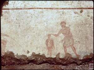 洗礼シーン、3世紀（フレスコ画） 作： Paleo Christian