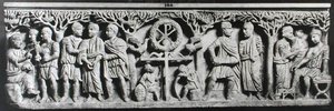 キリスト教の石棺、キリストの生涯の場面を描いたもの（大理石 作： Paleo Christian