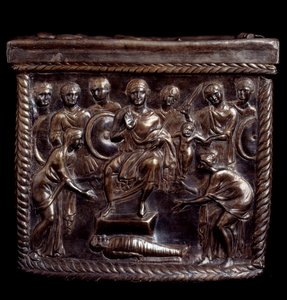 パレオクレティア美術。銀製の聖遺物箱「Capsella de San Nazaro（聖ナサロの銀製の聖遺物箱）」 - 370-397 apres JC ミラノ、テソロ・デル・ドゥオモ イタリア 作： Paleo Christian