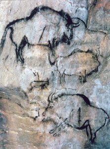 負傷したバイソン、マグダレニア人 (洞窟壁画) 作： Paleolithic Paleolithic