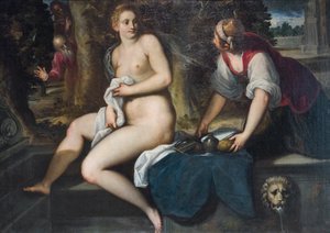スザンナと長老たち（キャンバスに油彩） 作： Palma Il Giovane (1548 1628)