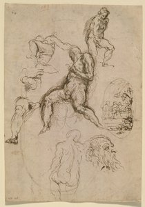 サローネデルマッジョールコンシリオ、ヴェネツィアのドゥカーレ宮殿での絵画のための研究シート、1578年頃 作： Palma Il Giovane