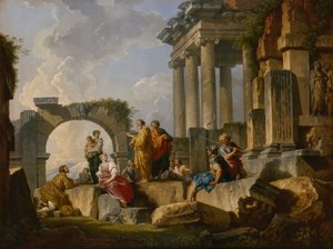 廃墟の中での聖パウロの説教、1744年。 作： Pannini