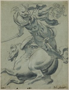 メドゥーサの首を持つペルセウスと背景のペガサス 作： Paolo Farinati