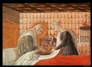 聖母の誕生、聖アンネと付随者の詳細、1440フレスコ画も参照85549 作： Paolo Uccello