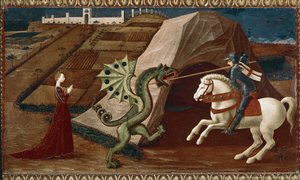 セント・ジョージとドラゴン(木に油 作： Paolo Uccello