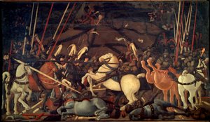 1432年のDeroute de San Romano（San Romanoの戦い）。第3話：ベルナルディーノ・デラ・チャルダの敗北 絵画：パオロ・ディ・ドーノ（パオロ・ウッチェロ）（1397-1475年