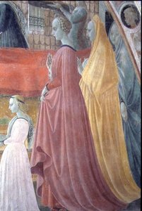 聖母の降誕、寄贈者の家族の女性を描いた詳細、仮定の礼拝堂から 作： Paolo Uccello