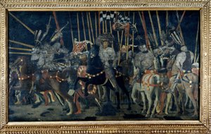 ミケレット・ダ・コティニョーラの反撃（サン・ロマーノの戦い）。ミケレット・ダ・コティニョーラの反撃を描いた第2話。パオロ・ジ・ドーノ（パオロ・ウッチェロ）（1397-1475）の絵画