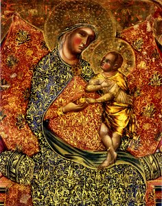 マドンナと子供は2人の天使に即位 作： Paolo Veneziano