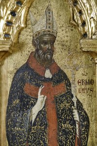 聖エルモラオス、1630100 からの詳細 聖人と磔刑のポリプティク 作： Paolo Veneziano