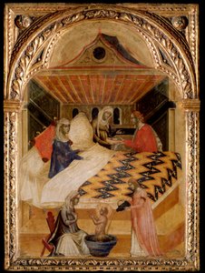 ミラの聖ニコラスの誕生 - 油彩・パネル 作： Paolo Veneziano